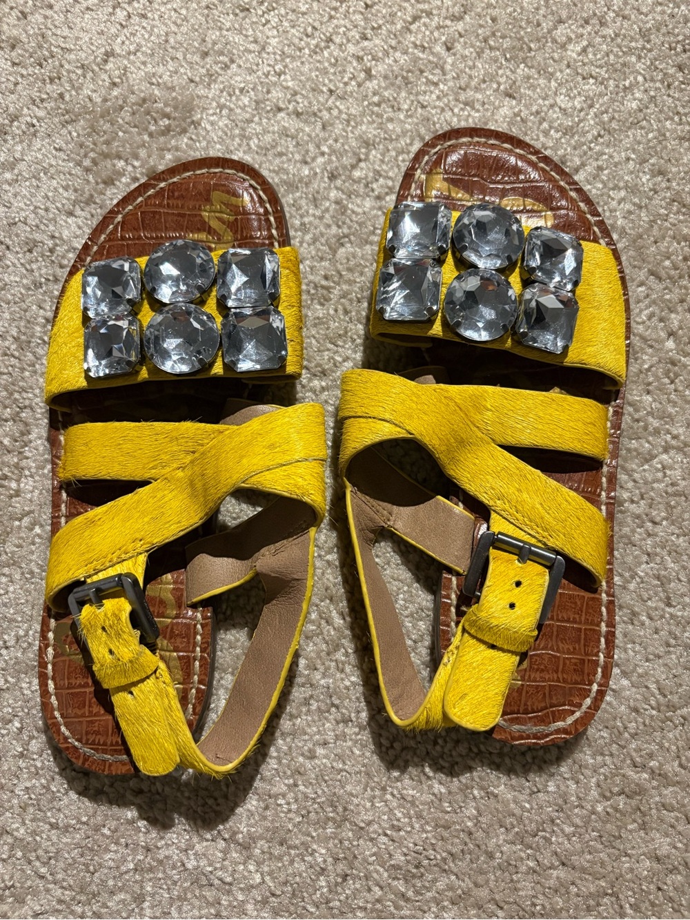 Sam Edelman Yellow Jeweled Buckle Sandals